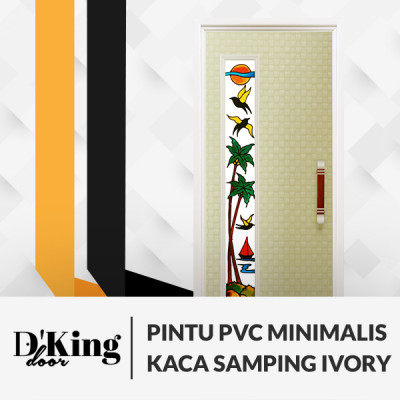PINTU PVC MINIMALIS DKING KACA SAMPING IVORY